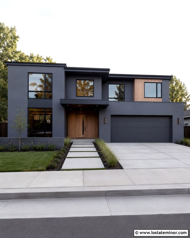 Slate Grey House With Gray Window Frames - 30 Slate Grey House Design With Window Frames Ideas