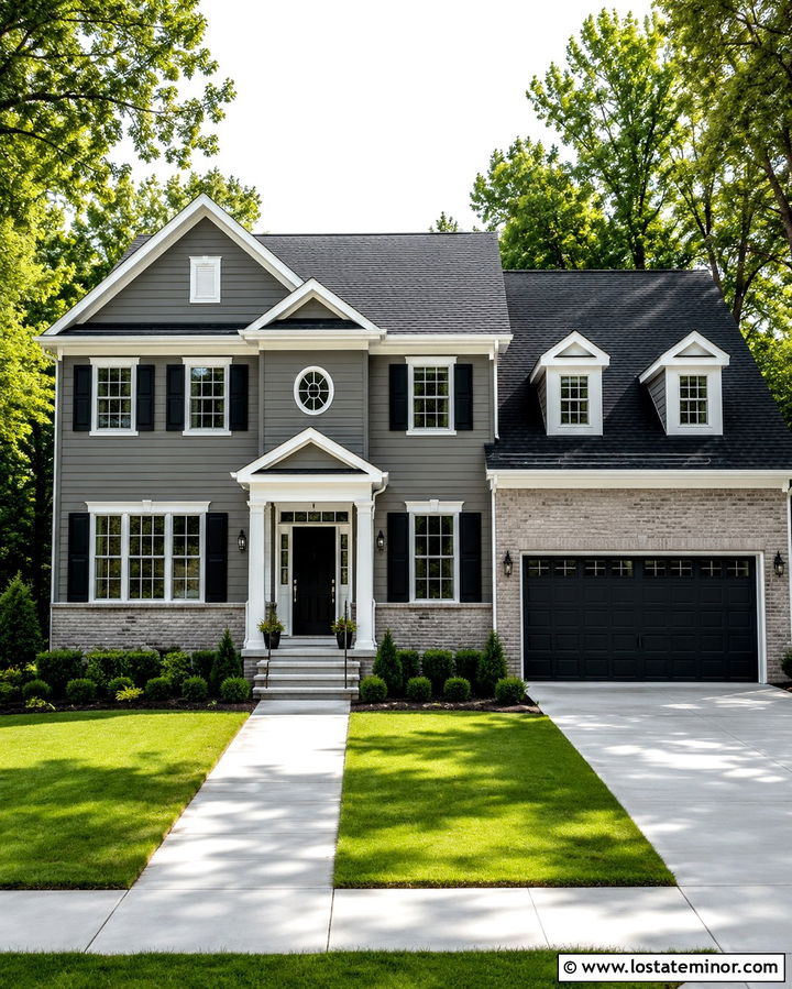Slate Grey House With Grey Brick Wainscoting - 30 Slate Grey House Design With Wainscoting Ideas