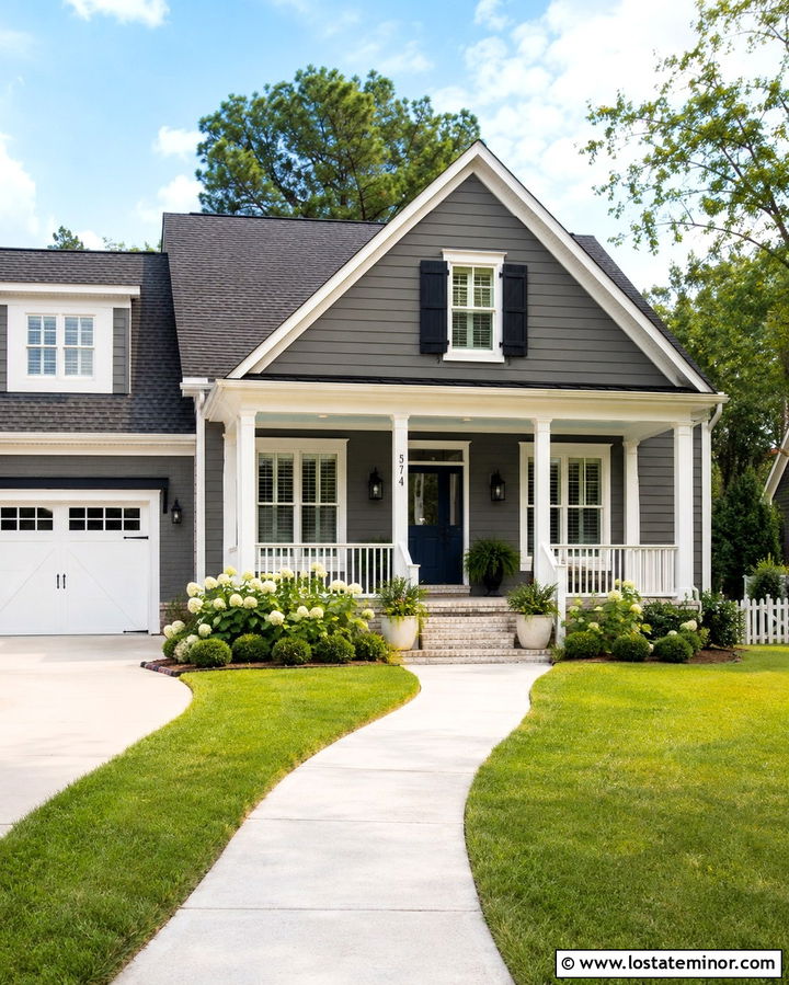 Slate Grey House With Haint Blue Porch Ceiling - 30 Slate Grey House Design With Porch Ceiling Ideas