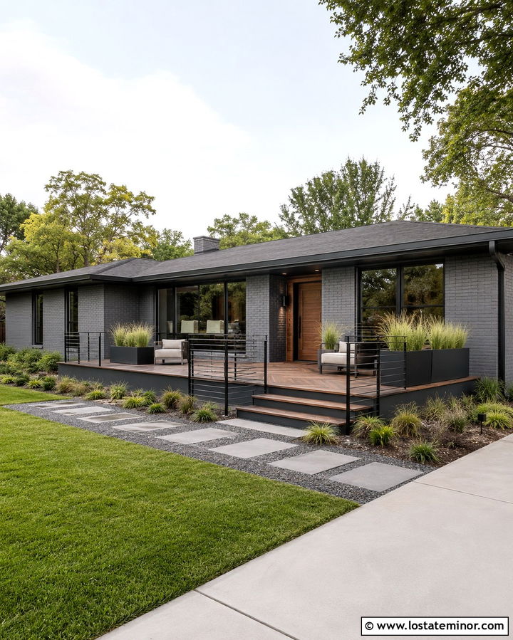 Slate Grey House With Herringbone Deck - 30 Slate Grey House Design With Deck Ideas