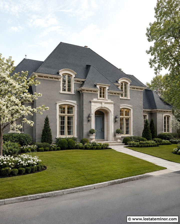 Slate Grey House With Ivory Window Frames - 30 Slate Grey House Design With Window Frames Ideas