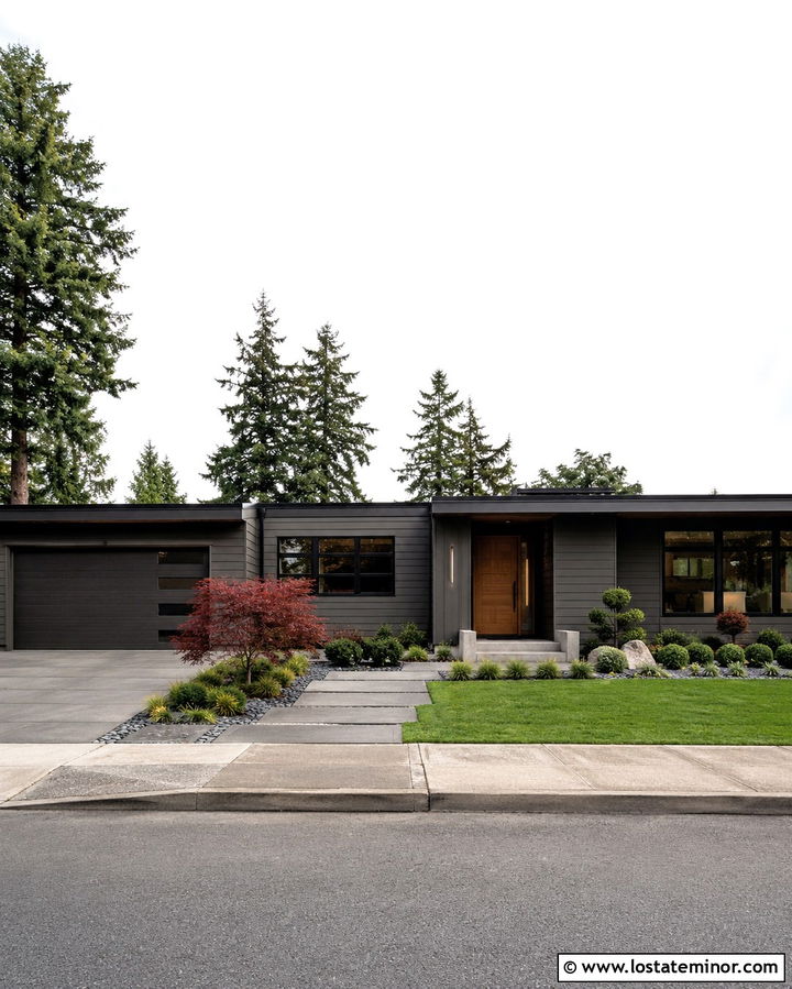 Slate Grey House With Japanese Maple - 30 Slate Grey House Design With Landscaping Ideas