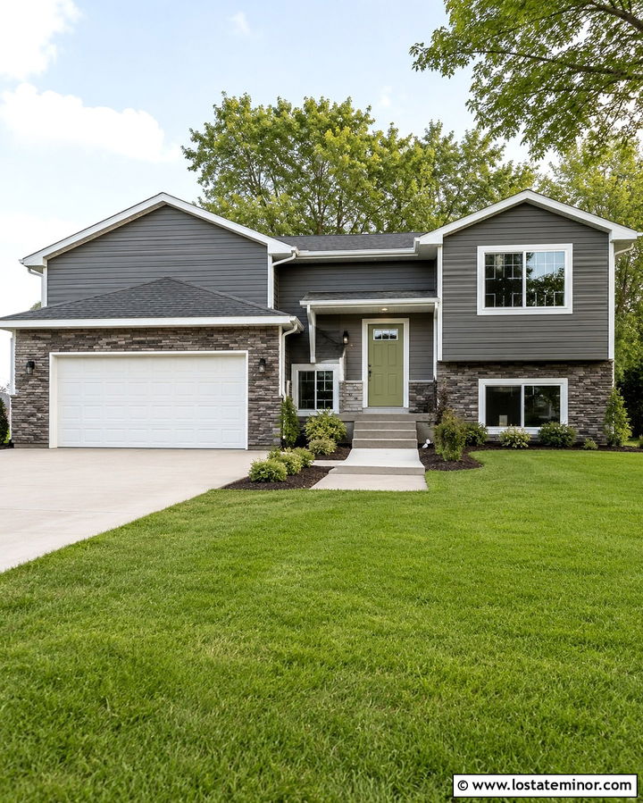 Slate Grey House With Ledgestone Wainscoting - 30 Slate Grey House Design With Wainscoting Ideas