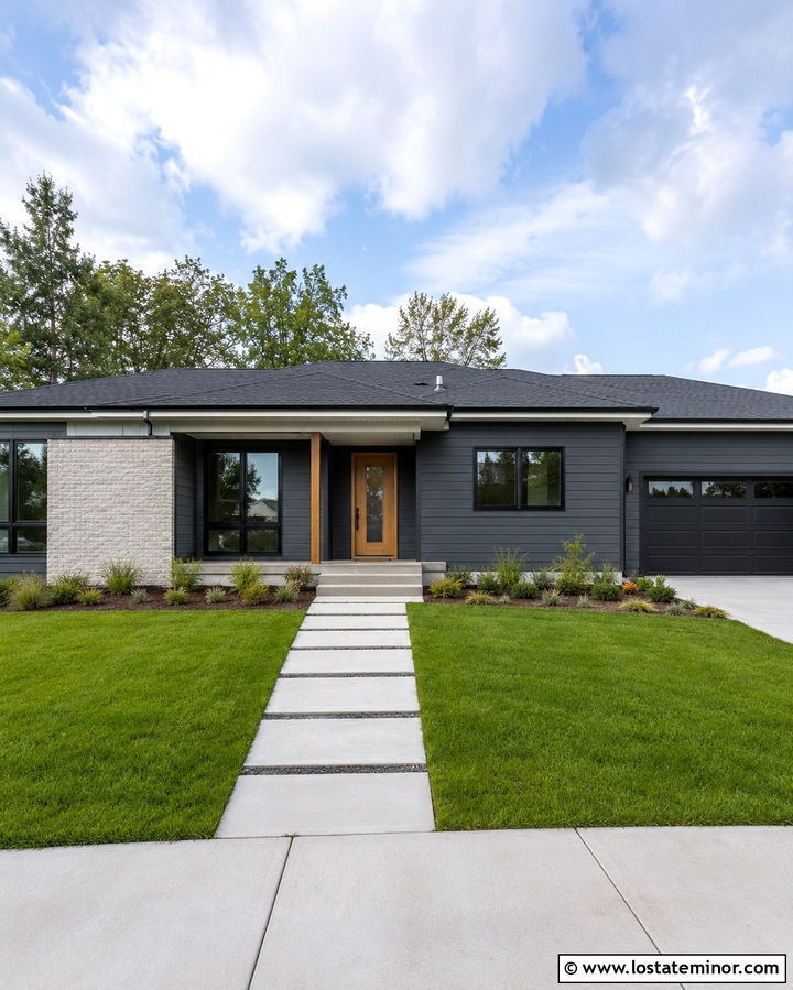 Slate Grey House With Light Grey Porch Ceiling - 30 Slate Grey House Design With Porch Ceiling Ideas