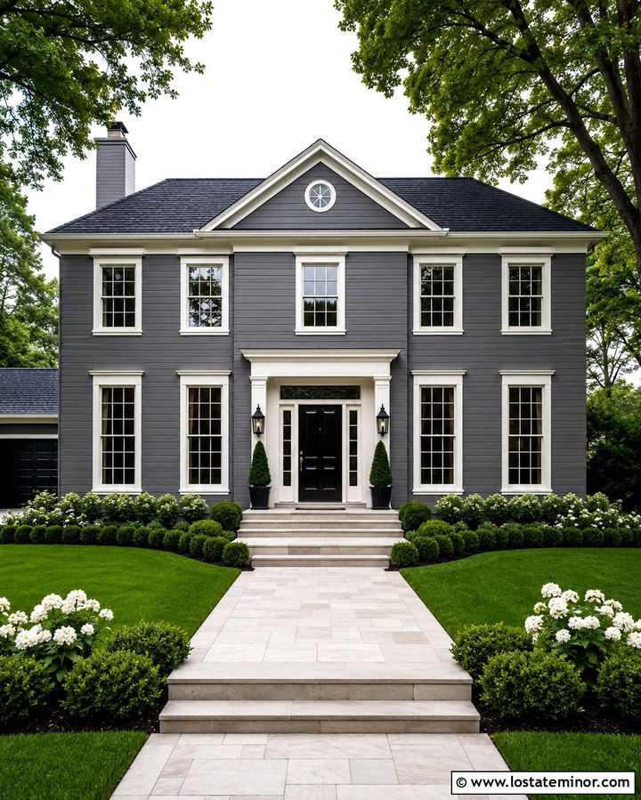 Slate Grey House With Limestone Walkway - 30 Slate Grey House Design With Walkway Ideas
