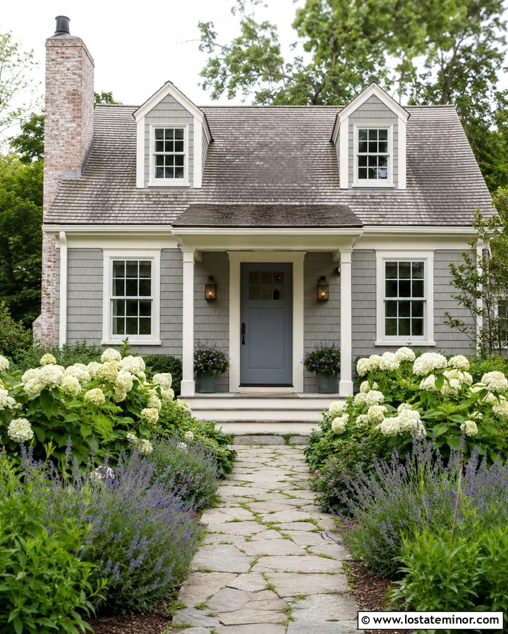Slate Grey House With Limewashed Brick Chimney - 30 Slate Grey House Design With Chimney Ideas