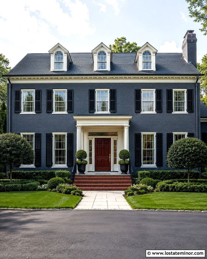 Slate Grey House With Mahogany Front Door - 30 Slate Grey House Design With Entry Door Ideas