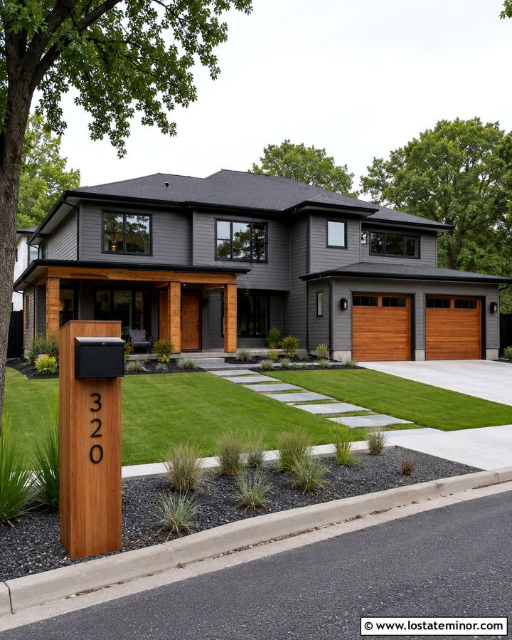 Slate Grey House With Mailbox And House Numbers - 30 Slate Grey House Design With Mailbox Ideas