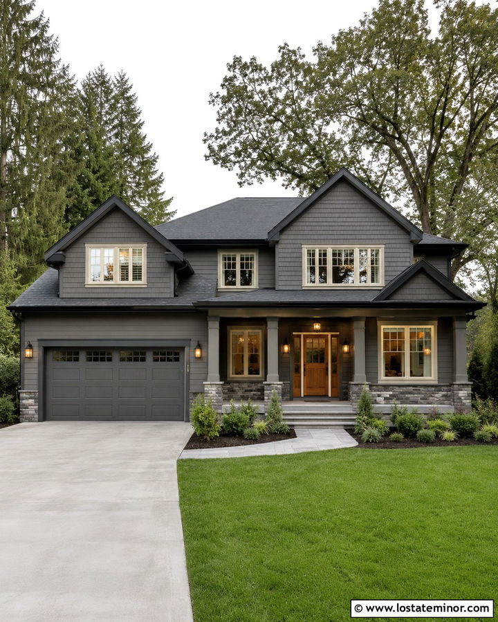 Slate Grey House With Matching Garage Door - 30 Slate Grey House Design With Garage Door Ideas