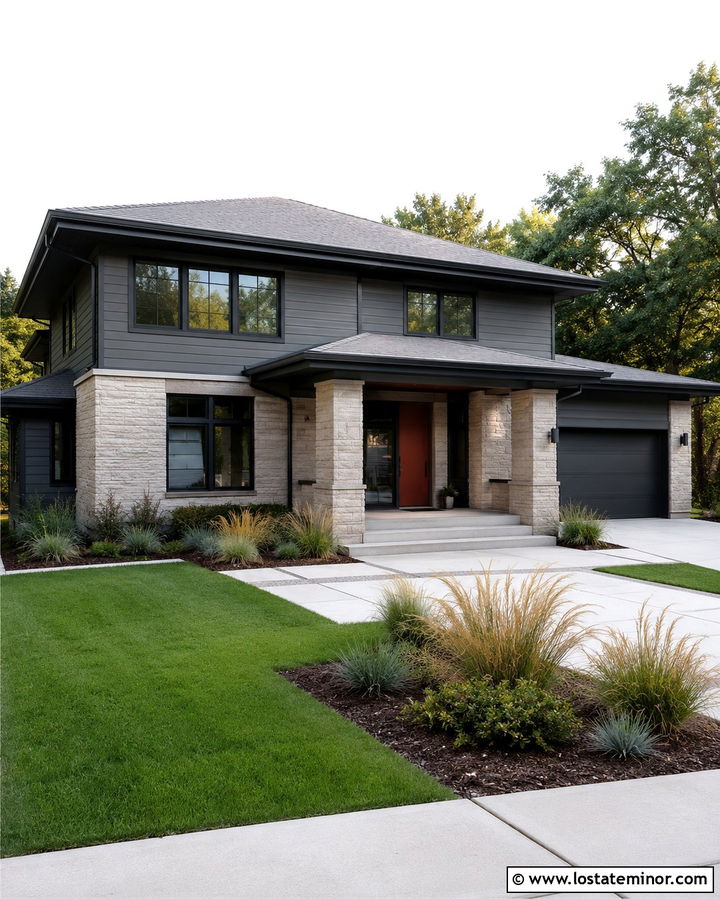 Slate Grey House With Medium Gray Hip Roof - 30 Slate Grey House Design With Roof Ideas