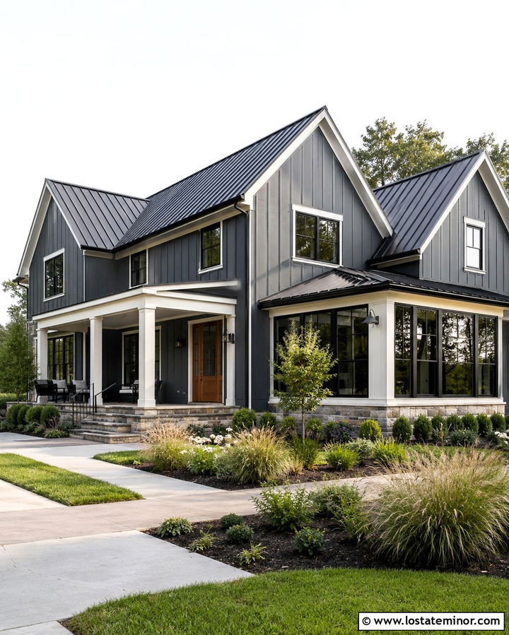Slate Grey House With Metal Roof Sunroom - 30 Slate Grey House Design With Sunroom Ideas