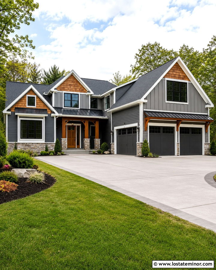 Slate Grey House With Mixed Siding And Cedar Shakes - 30 Slate Grey House Design With Cedar Shake Ideas