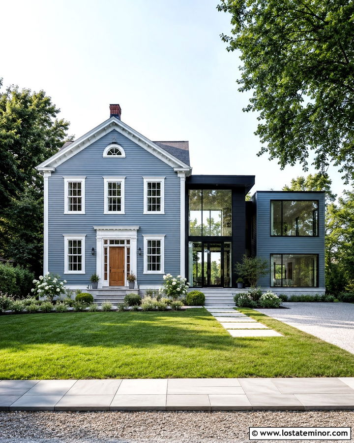 Slate Grey House With Mixed Window Frames - 30 Slate Grey House Design With Window Frames Ideas