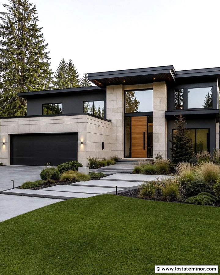 Slate Grey House With Modern Stone Wainscoting - 30 Slate Grey House Design With Wainscoting Ideas