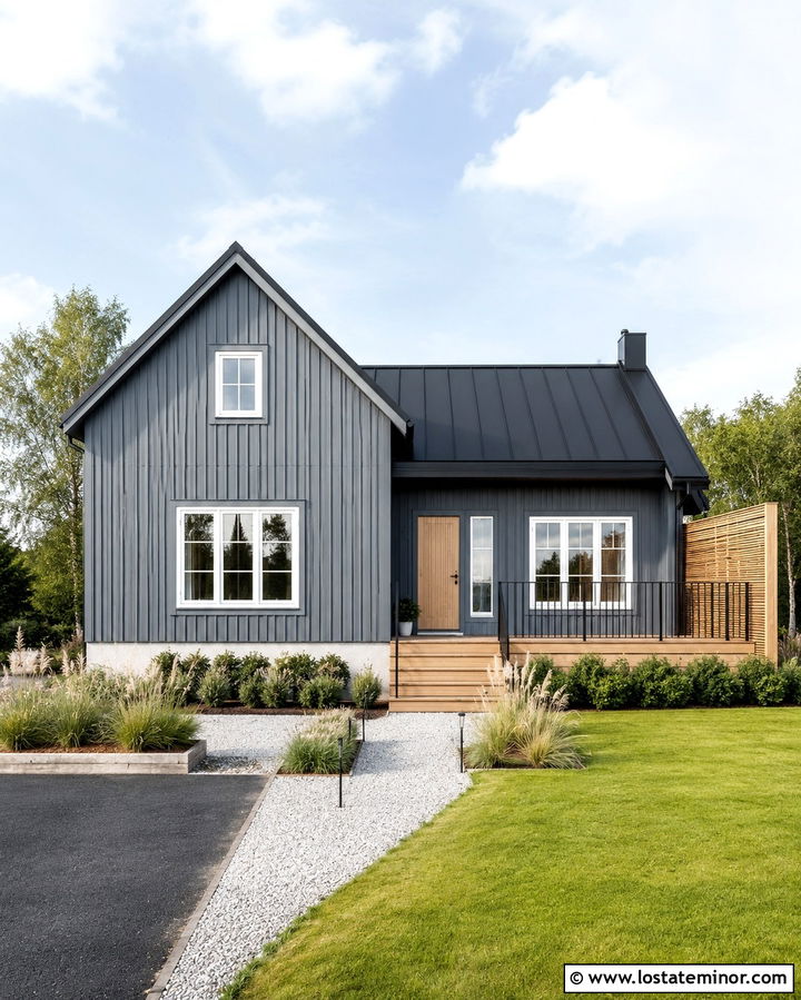 Slate Grey House With Natural Oak Deck - 30 Slate Grey House Design With Deck Ideas