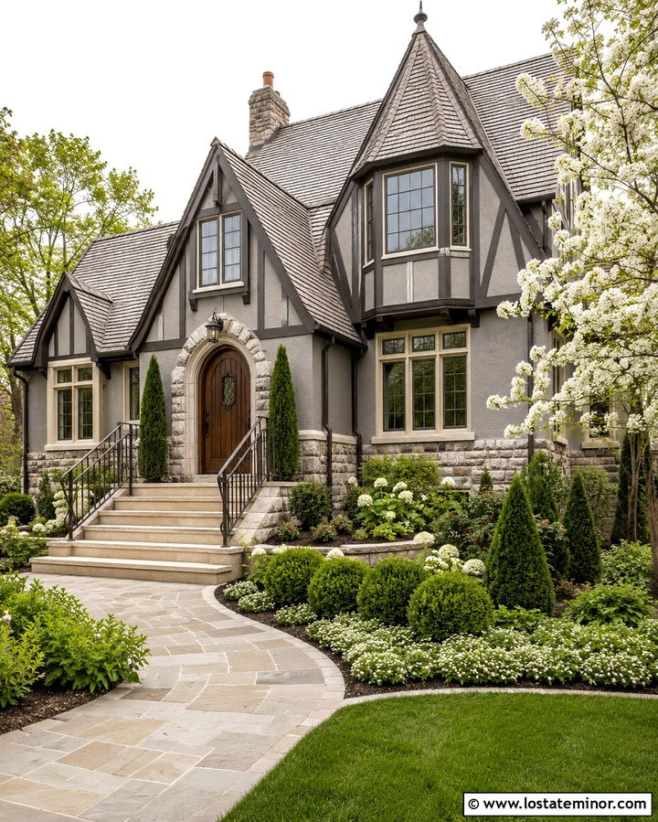 Slate Grey House With Natural Slate Steps - 30 Slate Grey House Design With Steps Ideas