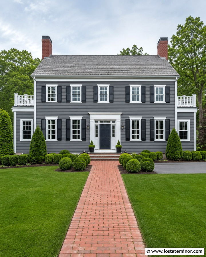 Slate Grey House With Navy Blue Door - 30 Slate Grey House Design With Accents Ideas