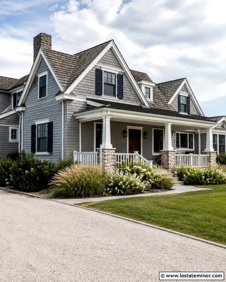 Slate Grey House With Navy Window Frames - 30 Slate Grey House Design With Window Frames Ideas