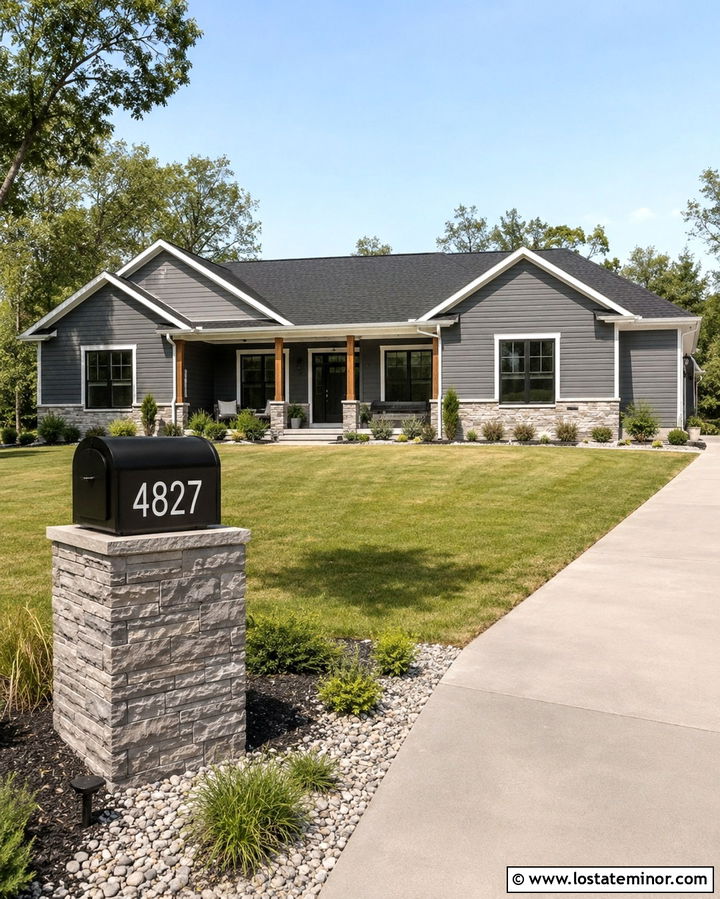 Slate Grey House With Numbers On A Mailbox - 30 Slate Grey House Design With House Numbers Ideas