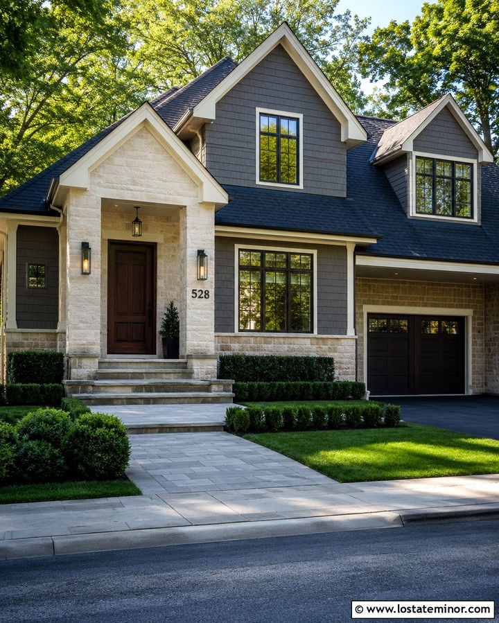 Slate Grey House With Numbers On Stone - 30 Slate Grey House Design With House Numbers Ideas