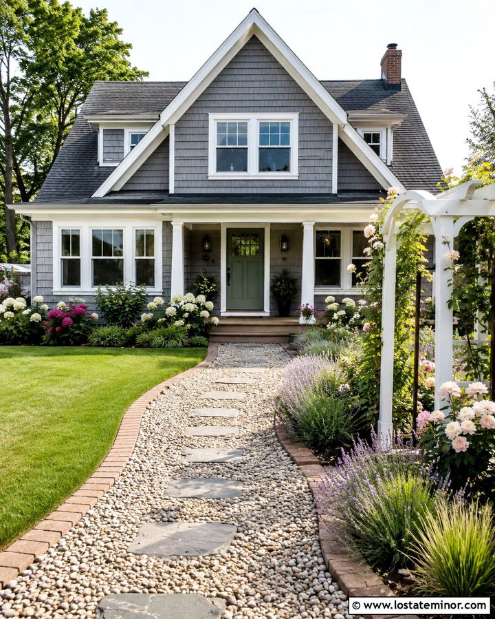 Slate Grey House With Pea Gravel Walkway - 30 Slate Grey House Design With Walkway Ideas