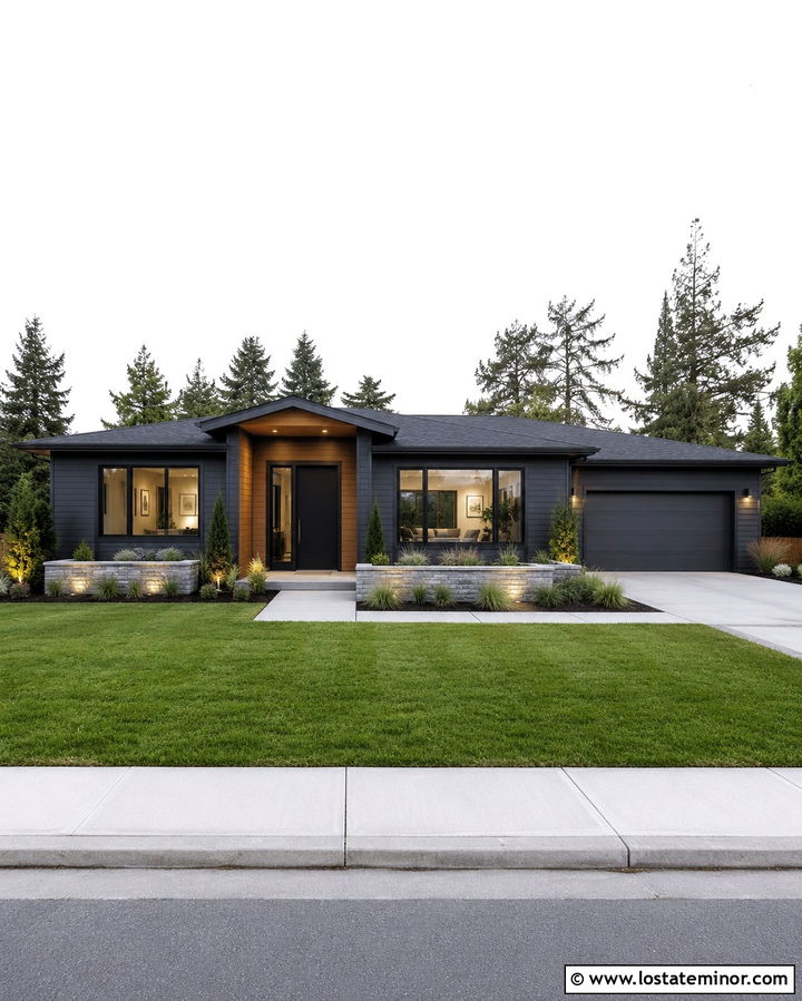 Slate Grey House With Picture Window Frames - 30 Slate Grey House Design With Window Frames Ideas