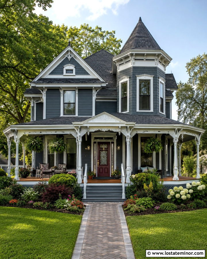 Slate Grey House With Plum Front Door - 30 Slate Grey House Design With Entry Door Ideas