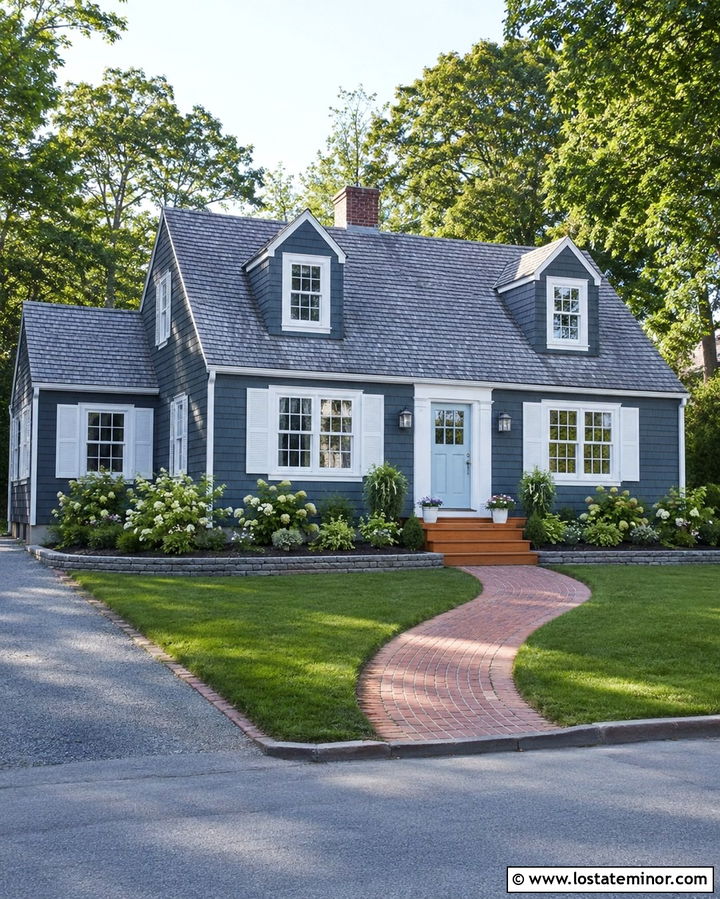 Slate Grey House With Powder Blue Front Door - 30 Slate Grey House Design With Entry Door Ideas