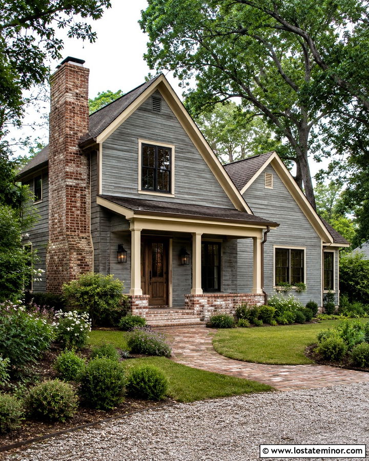 Slate Grey House With Reclaimed Brick Accents - 30 Slate Grey House Design With Brick Accents Ideas