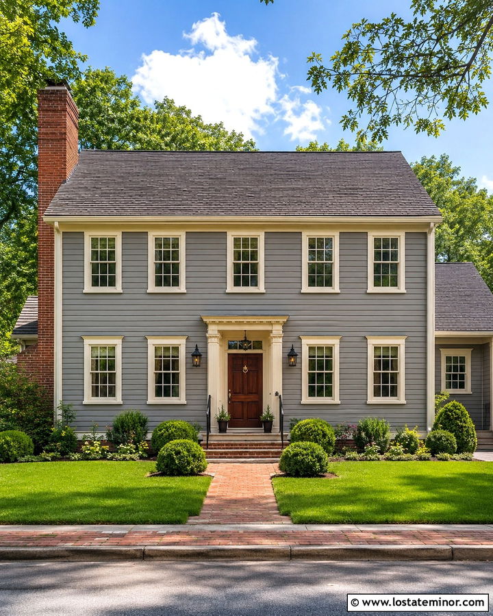 Slate Grey House With Red Brick Chimney - 30 Slate Grey House Design With Chimney Ideas