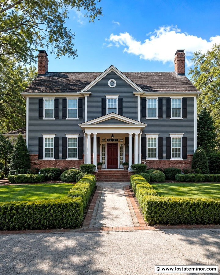 Slate Grey House With Red Brick Wainscoting - 30 Slate Grey House Design With Wainscoting Ideas