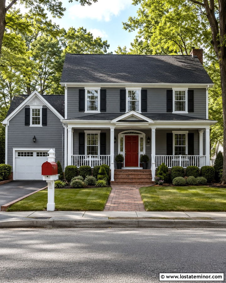 Slate Grey House With Red Mailbox - 30 Slate Grey House Design With Mailbox Ideas