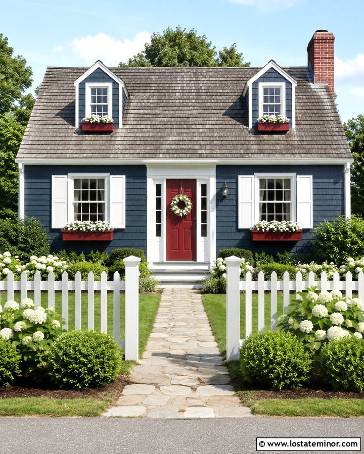 Slate Grey House With Red Window Boxes - 30 Slate Grey House Design With Window Boxes Ideas