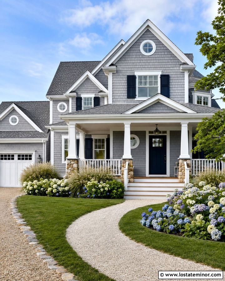 Slate Grey House With Round Window Frames - 30 Slate Grey House Design With Window Frames Ideas
