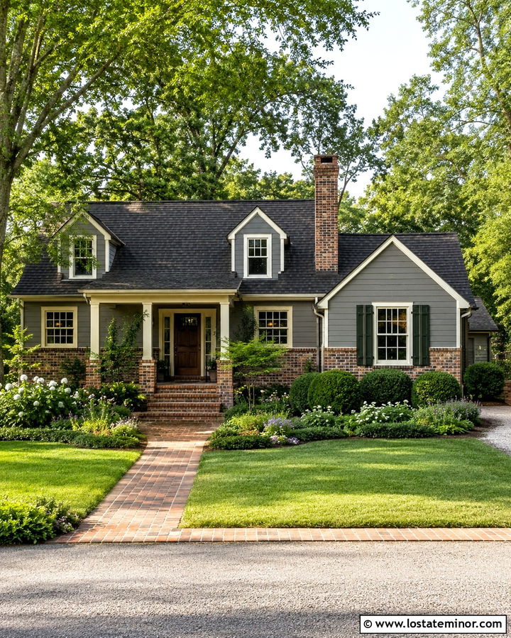 Slate Grey House With Rustic Brick Wainscoting - 30 Slate Grey House Design With Wainscoting Ideas