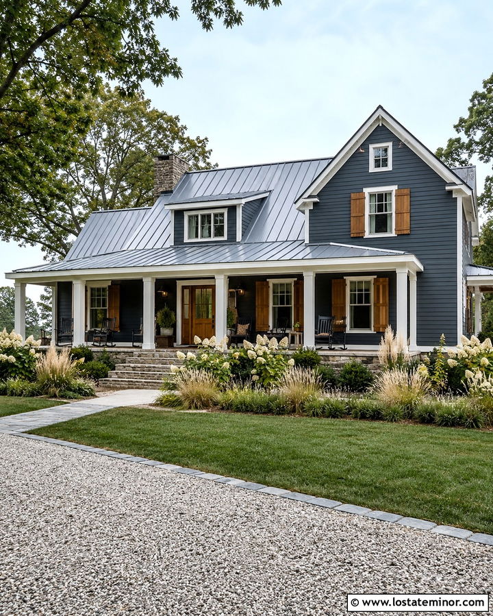 Slate Grey House With Rustic Metal Roof - 30 Slate Grey House Design With Roof Ideas