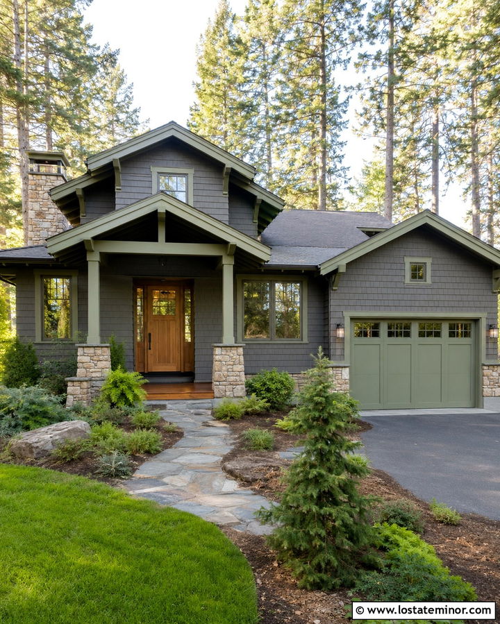 Slate Grey House With Sage Green Trim - 30 Slate Grey House Design With Trim Ideas
