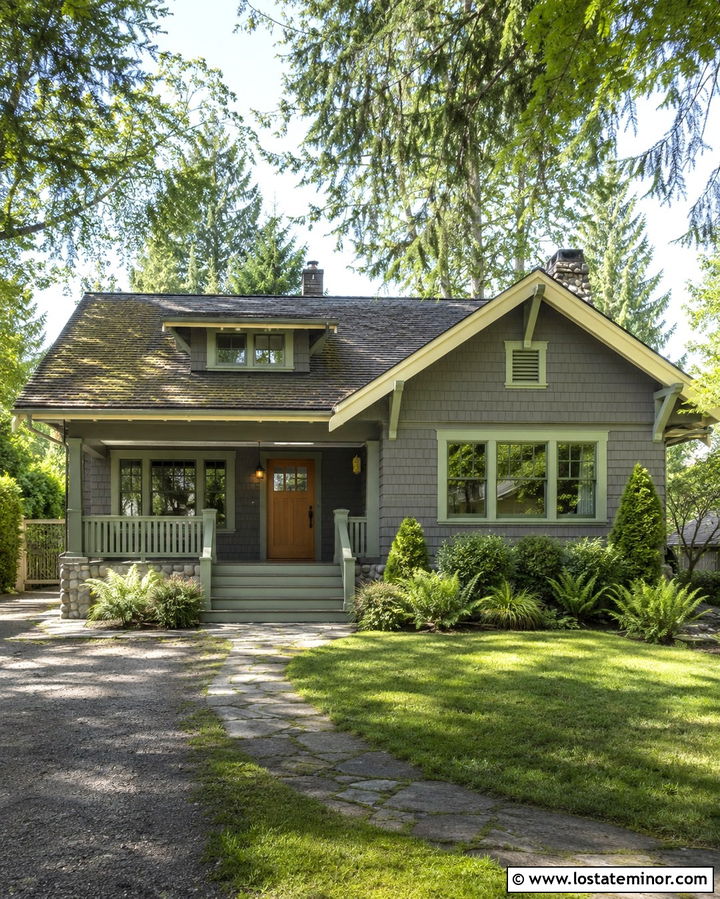 Slate Grey House With Sage Green Window Frames - 30 Slate Grey House Design With Window Frames Ideas