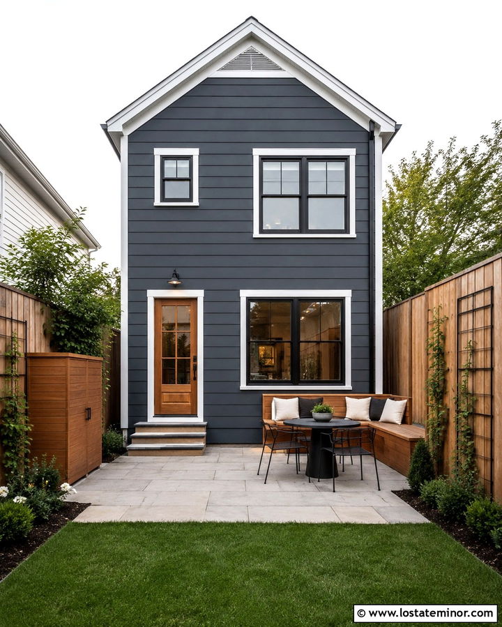Slate Grey House With Small Backyard Patio - 30 Slate Grey House Design With Backyard Ideas