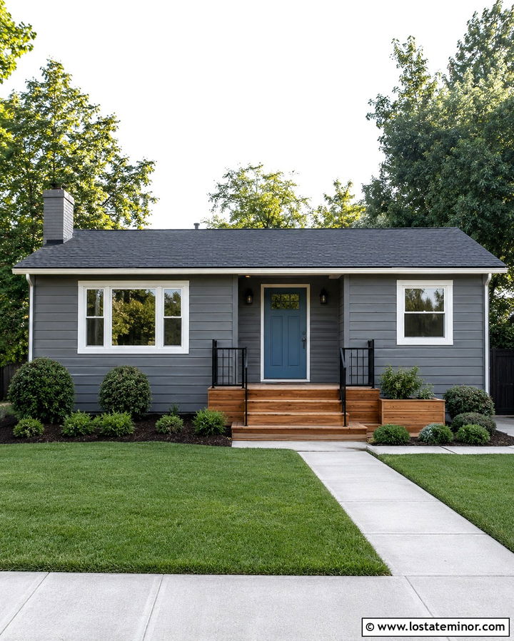Slate Grey House With Small Front Deck - 30 Slate Grey House Design With Deck Ideas