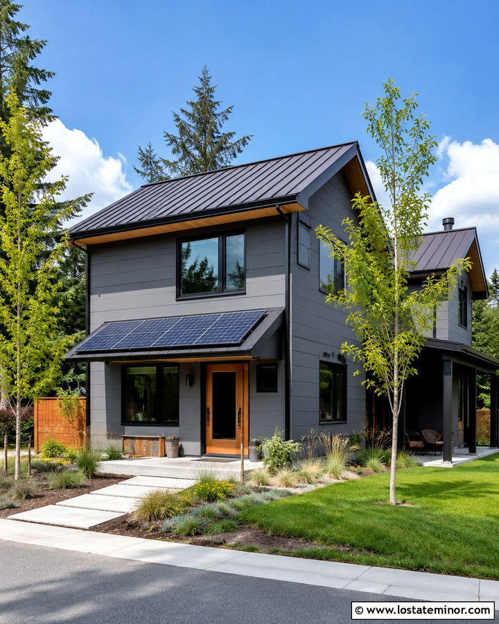 Slate Grey House With Solar Panel Awning - 30 Slate Grey House Design With Awning Ideas