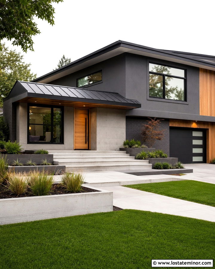 Slate Grey House With Standing Seam Awning - 30 Slate Grey House Design With Awning Ideas
