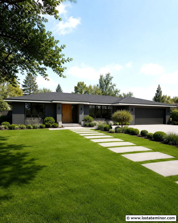 Slate Grey House With Stepping Stone Walkway - 30 Slate Grey House Design With Walkway Ideas