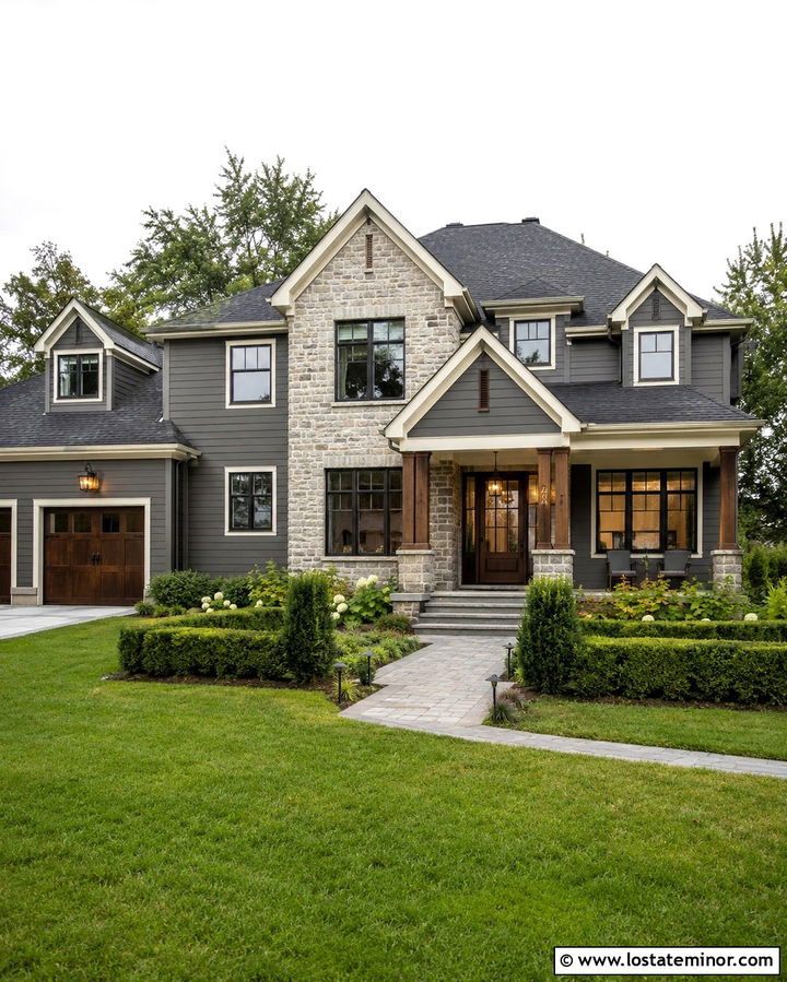 Slate Grey House With Stone Gables - 30 Slate Grey House Design With Gables Ideas
