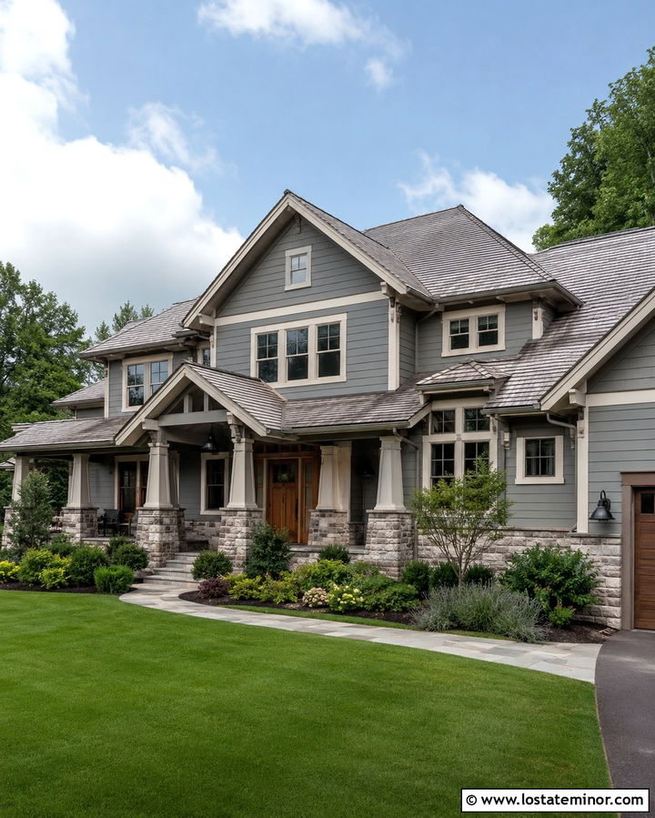 Slate Grey House With Stone Trim - 30 Slate Grey House Design With Trim Ideas