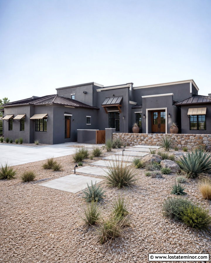 Slate Grey House With Tan Canvas Awning - 30 Slate Grey House Design With Awning Ideas