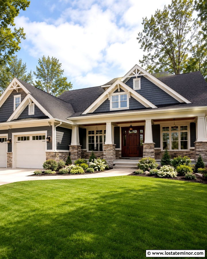 Slate Grey House With Tan Stone Wainscoting - 30 Slate Grey House Design With Wainscoting Ideas