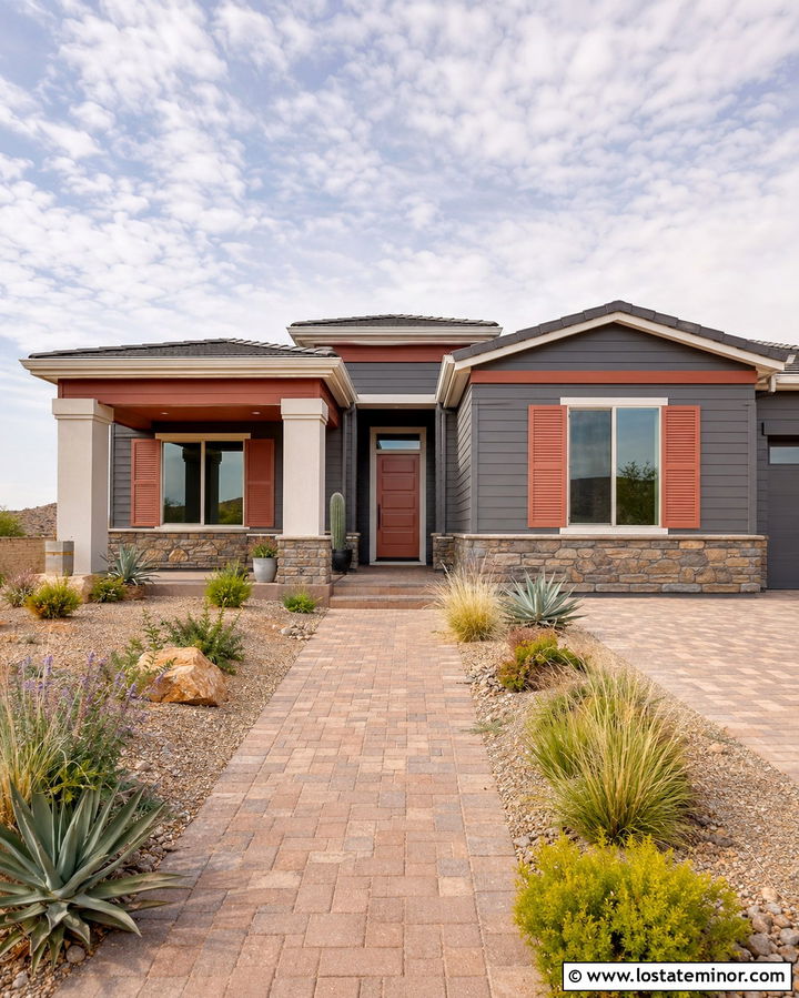 Slate Grey House With Terracotta Trim - 30 Slate Grey House Design With Trim Ideas