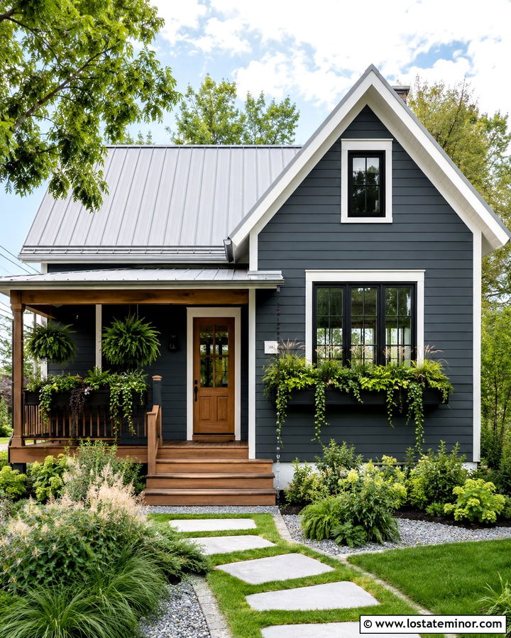 Slate Grey House With Trailing Green Window Boxes - 30 Slate Grey House Design With Window Boxes Ideas