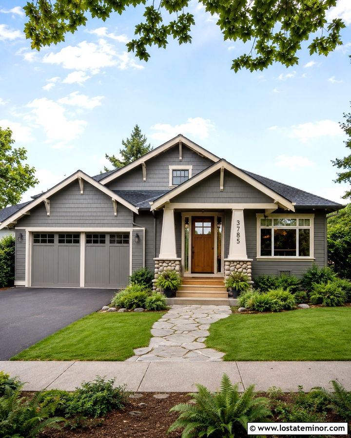 Slate Grey House With Vertical House Numbers - 30 Slate Grey House Design With House Numbers Ideas